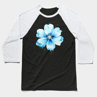 Little Blue Flower Watercolor Baseball T-Shirt